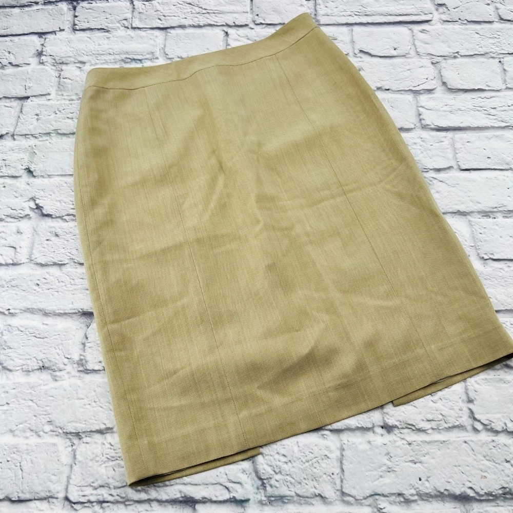 Lafayette 148 New York Tan Wool Pencil Skirt Size 6 Classic Career Wear